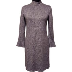 WHITE HOUSE BLACK MARKET Silver/Grey Long Bell Sleeve Sweater Dress Size XS